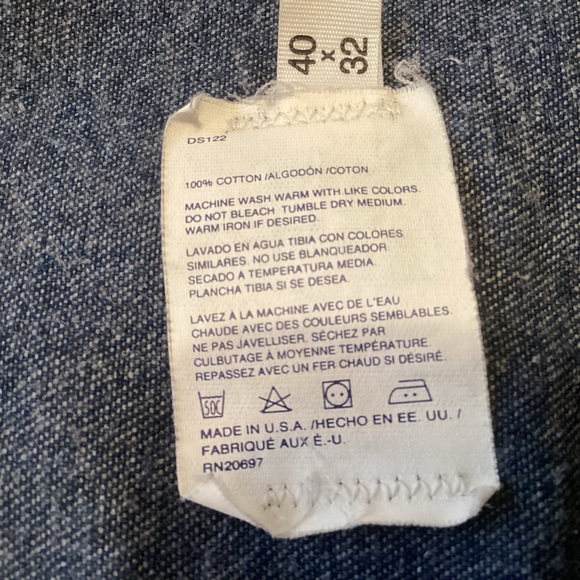 Dickies Mens denim Button Fly Bib Overalls size 40 Made in USA vintage - Picture 12 of 13